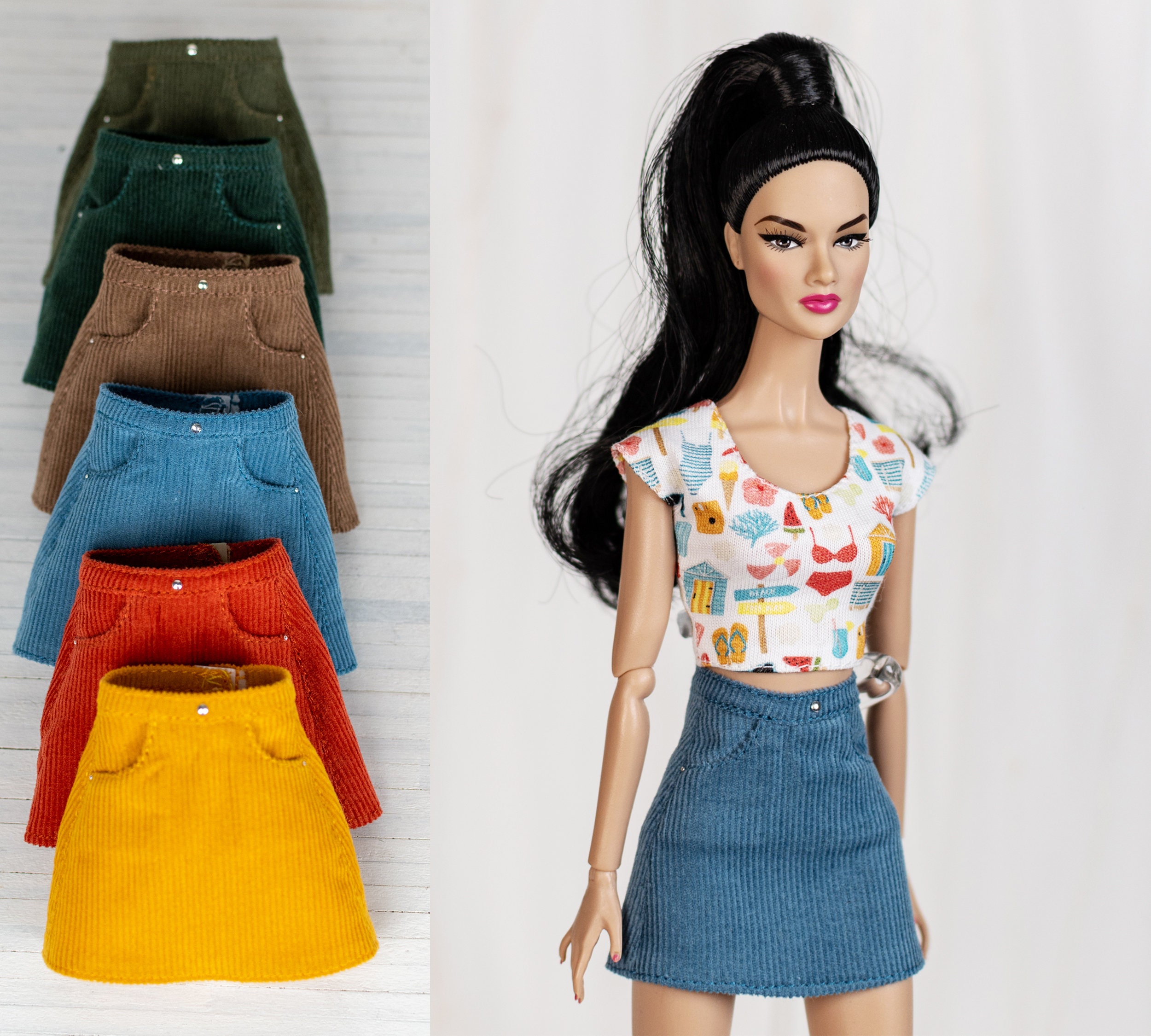 Corduroy Skirt for Pullip Blythe Obitsu Poppy Parker Fashion