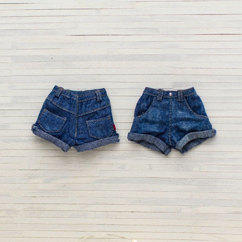 Shorts pour Pullip, Ob24, Ob26, Ob27, Blythe, Pure Neemo Pantalon en denim miniature réaliste image 2