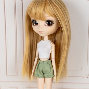 Short vert pistache pour Pullip, Blythe, Poppy Parker, Obitsu Pantalon pour poupées mannequins image 4