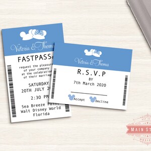 Ear Hat Fastpass Invitation and RSVP - Disney Wedding