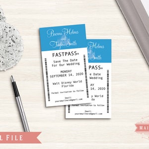 Fastpass Save the date - Disney Wedding