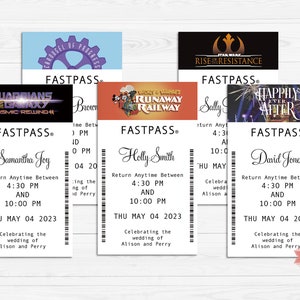 Fastpass Seating Cards - Disney Wedding