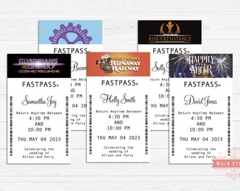 Fastpass Seating Cards - Disney Wedding