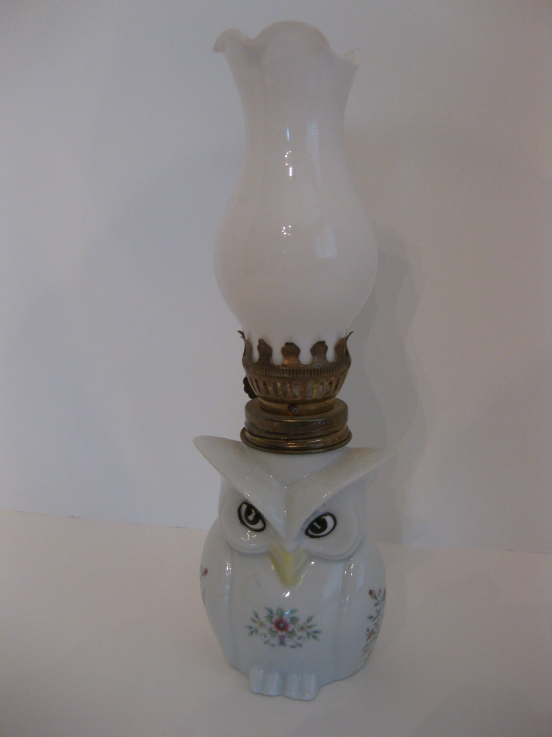 Porcelain OWL ANTIQUE LAMP unique small oil lamp pastel Etsy