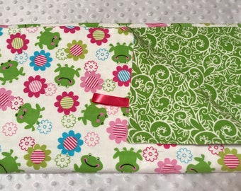 Flannel Blanket Nap/Crib Frog & Flowers