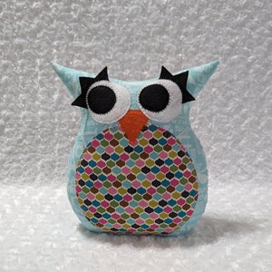 Owl Plush Toy. Owl Plush Pillow. Home Décor.  Aqua Vacation Print and Arabesque. READY TO SHIP.