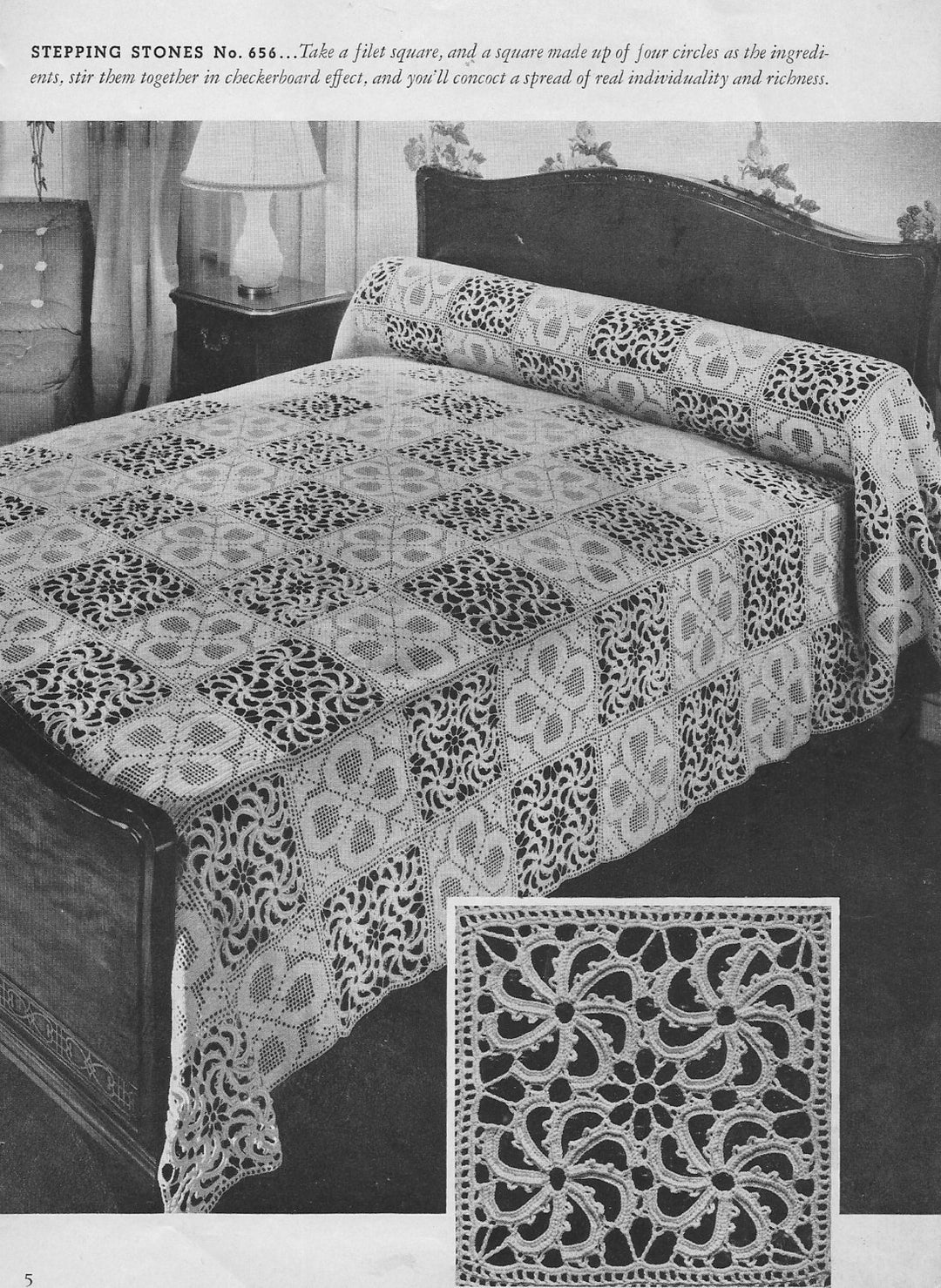 PDF 1938 Vintage Bedspread Pattern stepping Stones Crochet Etsy
