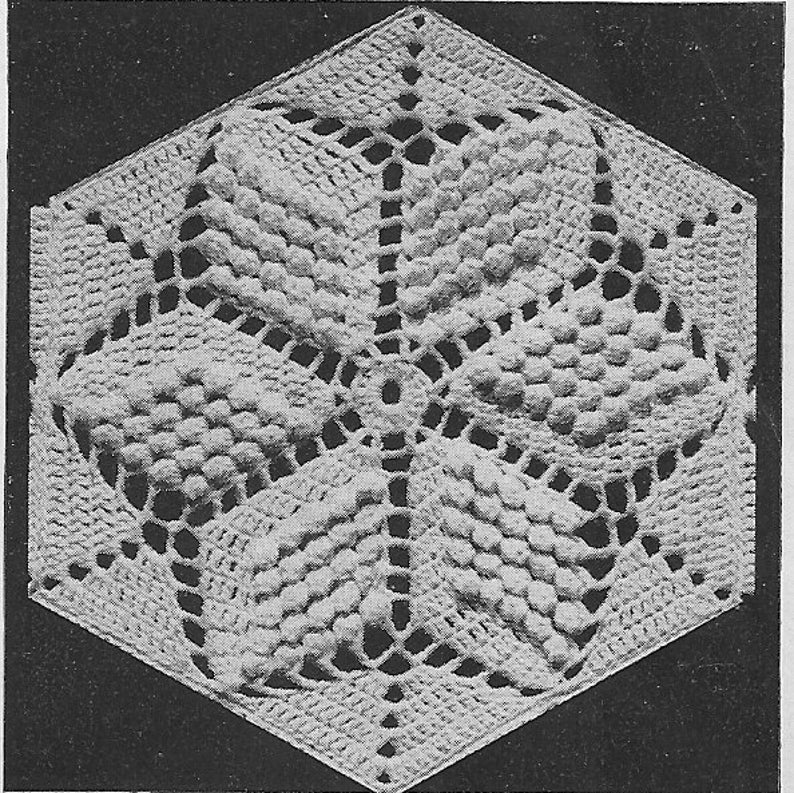 PDF 1938 Vintage Bedspread Pattern Crochet popcorn Star INSTANT