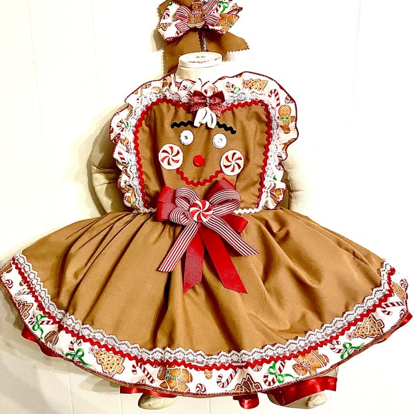 Gingerbread tutu Pinafore Set Perfect for: outfit of choice, pageant wear, Christmas, birthday dress, casual wear, theme wear