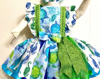 A Scrappy Under the Sea Tutu Pinafore Perfect for: pageant, outfit of choice, theme wear, photo shoot, casual wear