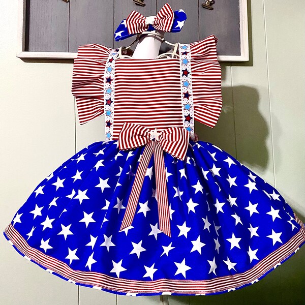 Stars & Stripes Tutu Pinafore Set Perfect for  Memorial Day, July 4th, photo shoot, pageant wear, ooc, birthday, theme wear