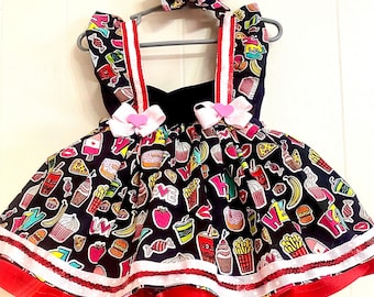 Sweet Treats pinafore Tutu Set. Perfect for Valentines day , photo shoot, pageant wear, ooc, birthday outfit, theme wear