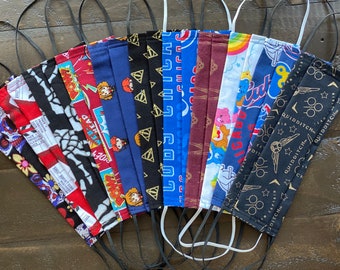 Character and Themed Adult and Kids Face Masks w/ nose wire and pocket