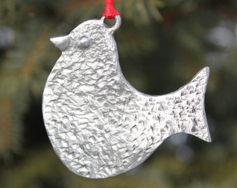 Lead Free Pewter Bird Ornament decoration feathered look window decor sun catcher Hand Made in Michigan made in MI made Hastings Pewter Co