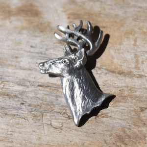 Hastings Pewter Hand Made Lead Free Pewter Deer Buttons  Set of 2  whitetail deer  Made in Michigan made in MI made  button