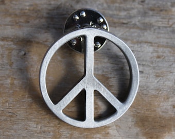 Hastings Pewter Company Hand Made Lead Free Pewter Peace Sign Pin lapel pin hat pin  Made in Michigan made in MI made  gift