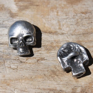 Hastings Pewter Hand Made Lead Free Pewter Skull Buttons  Set of 2  Made in Michigan made in MI made  button