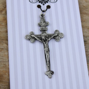 Hastings Pewter Co Lead Free Pewter Crucifix Necklace Pendant Large Charm Jesus religion religious gift Made in Michigan made in MI made