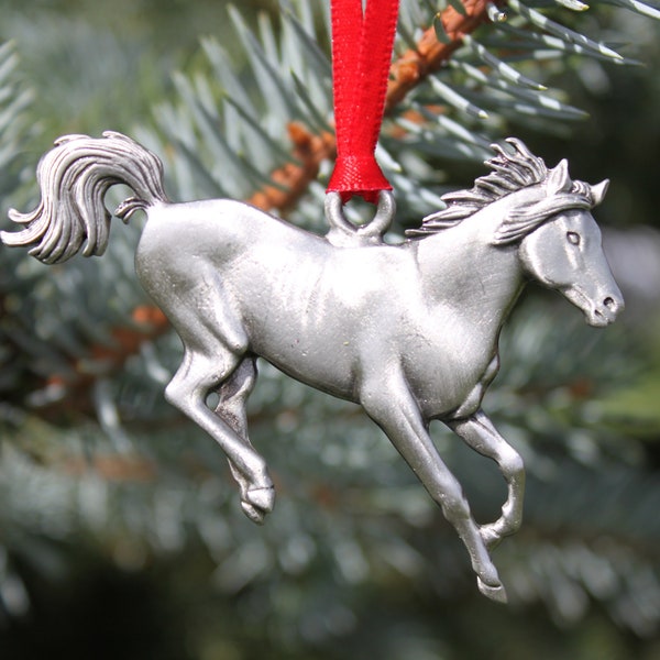 Lead Free Pewter Horse Ornament pewter decoration animal wild pony horses running Made in Michigan made in MI made Hastings Pewter Company