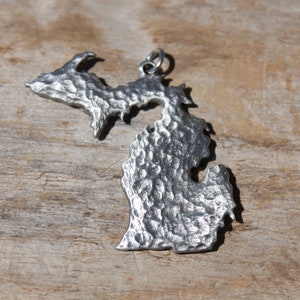 Hastings Pewter Hand Made Lead Free Pewter Michigan Necklace Pendant Charm  Made in Michigan made in MI made  gift