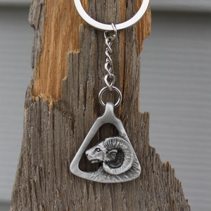 Hastings Pewter Co Lead Free Pewter Ram Keychain  ram&#39;s head triangle pendant  key chain  Made in Michigan made in MI made  gift