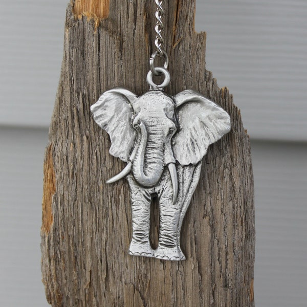 Lead Free Pewter Elephant Keychain  large key chain  wild animal  gift  Made in Michigan made in MI made  Hastings Pewter Company