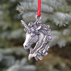 Lead Free Pewter Unicorn Ornament Unicorn Decoration Holiday Gift For Christmas Stocking Stuffer Rear View Mirror Car Charm Suncatcher Decor