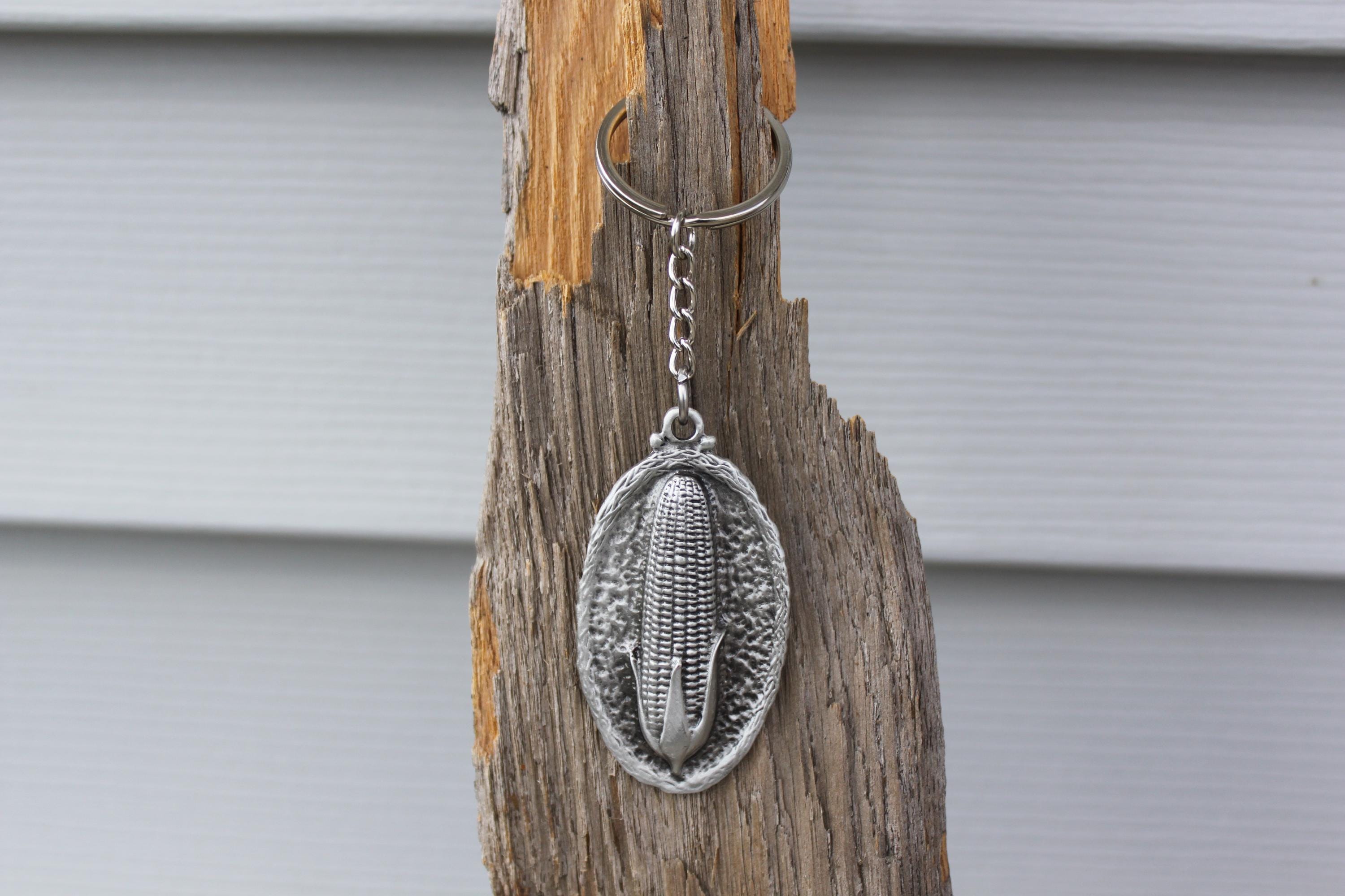 Farm Key Rings Lead Free Pewter Ear of Corn Keychain Farm Farming Farmer Key Chain ...