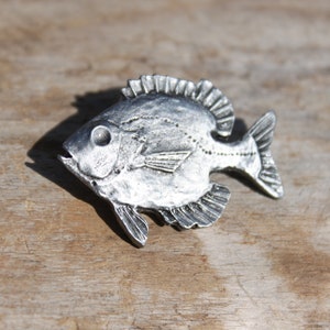 Hastings Pewter Hand Made Lead Free Pewter Fish Pin Bluegill lapel pin  Made in Michigan made in MI made  gift