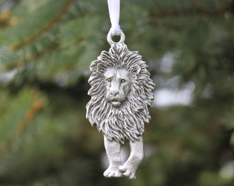 Hastings Pewter Company Hand Made Lead Free Pewter Lion Ornament decoration gift Made in Michigan made in MI made United States