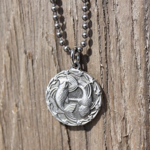 Sin plomo Peltre Piscis Zodiaco Collar Piscis Astrología Collar Carta de nacimiento Signo del zodiaco Colgante Metal Boho Joyería Horóscopo Joyería Pescado