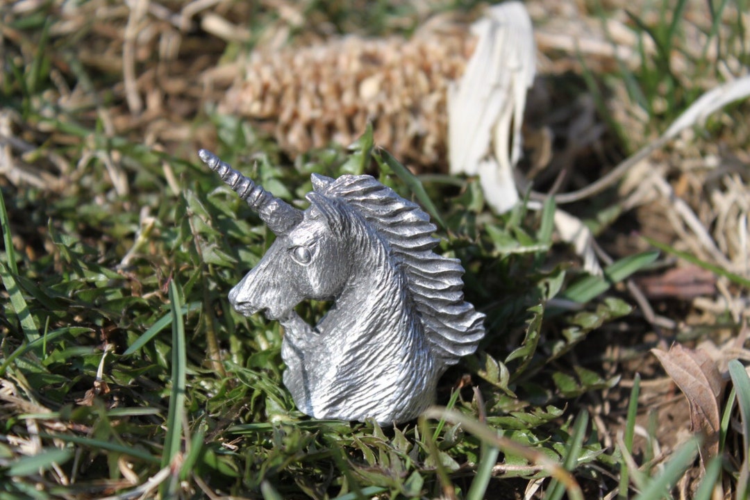 Lead Free Pewter Unicorn Head Figurine Fine Pewter Made in Etsy