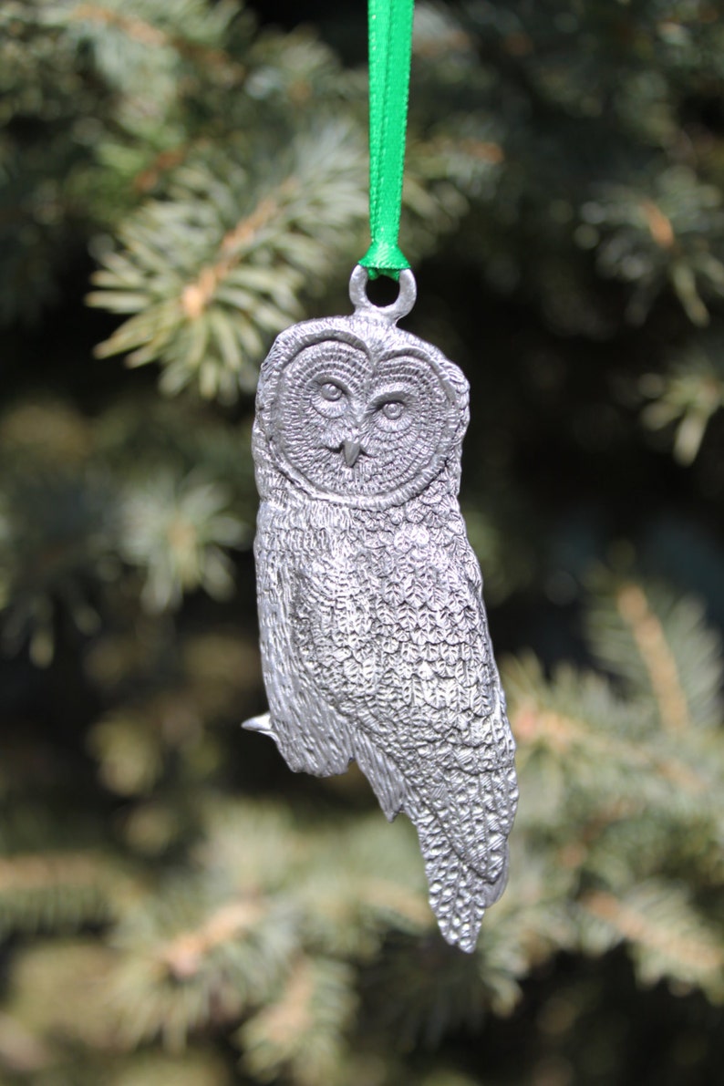 Hastings Pewter Company Lead Free Pewter Barn Owl Ornament Etsy