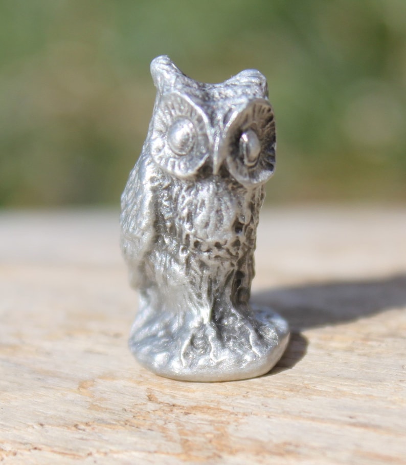 Hastings Pewter Lead Free Pewter Owl Figurine Small Miniature Etsy