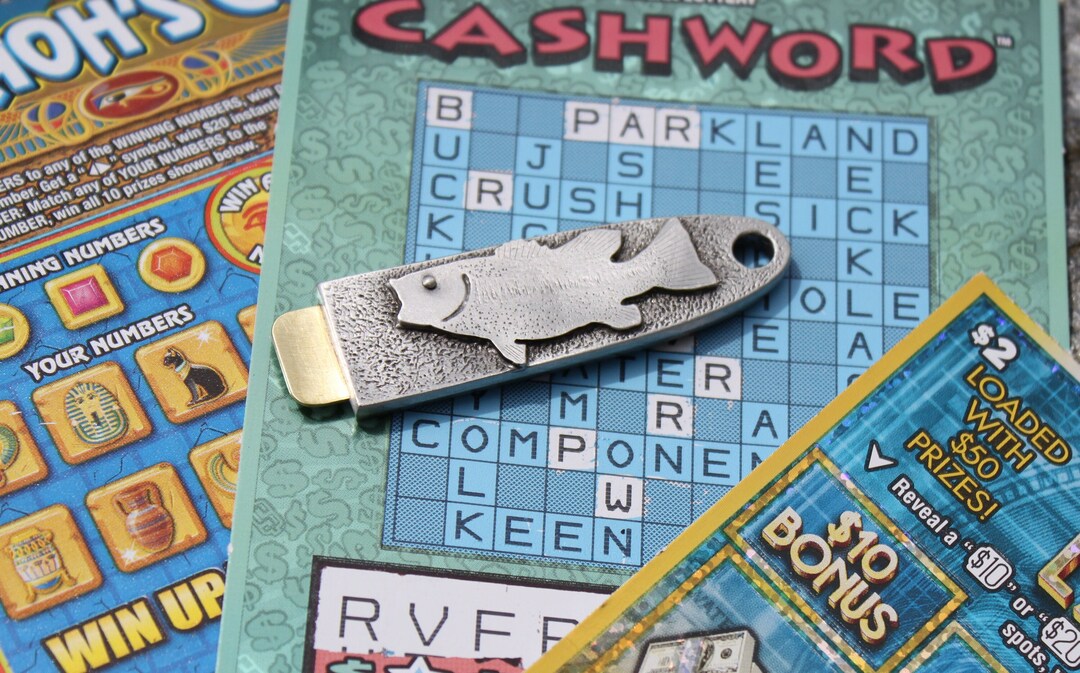 Lucky Lotto Scratcher Lottery Ticket Scratcher Large Mouth Bass Fish on