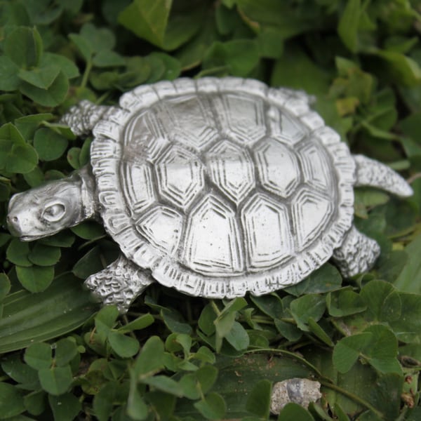 Hastings Pewter Company Lead Free Pewter Turtle Figurine   Flat  Land Turtle  fine pewter  Made in Michigan made in MI made  Gift