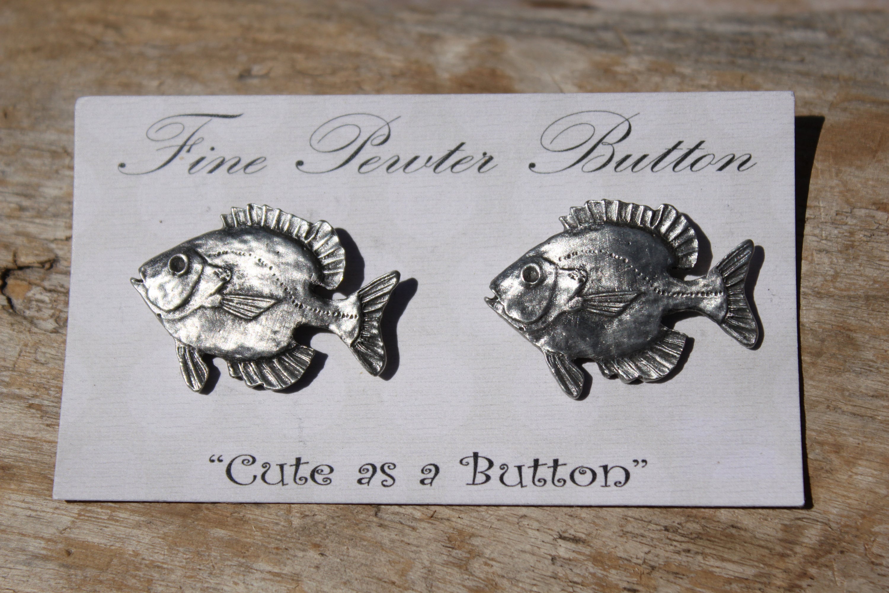 Bluegill Buttons Set of 2 Fish Fine Pewter Button Fisherman Fishing DIY ...