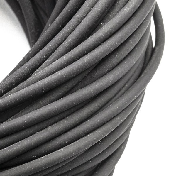 Cordon en caoutchouc noir 3 mm, cordon noir en caoutchouc creux rond, cordon pour la fabrication de bijoux, cordon de collier noir, 5 mètres (5,5 verges)