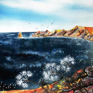 The Wind Will Carry Us large original watercolour and mixed media
