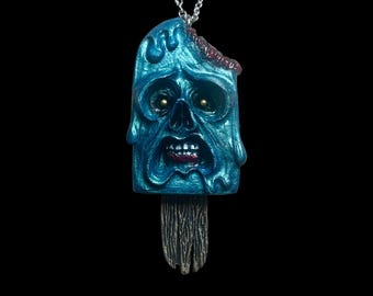 Zombie Pop Necklace Resin Pendant Summer Goth Ice Cream Jewelry Brains Horror