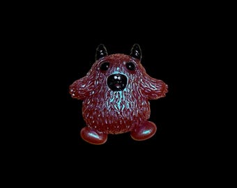 Cute Monster Pin Resin Color Shifting Handmade Scary Horned Creature Unique Gift