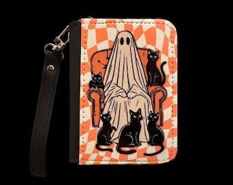 Cartera pequeña con diseño de gatos negros fantasma