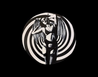 10” Metal Bat Winged Woman Sign Spiral Vampire Aesthetic Goth Gift