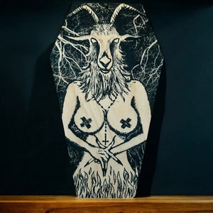 Ritual Wood Wall Art Decor 12” Goat Woman Satanic Occult Gift
