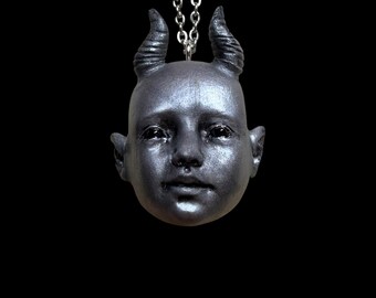 Demon Elf Necklace Resin Pendant Demoness Evil Fairy Goth Gift