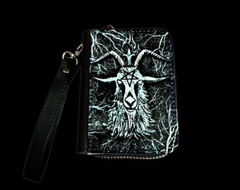 Small Baphomet Wallet Evil Goat Goth Occult Accessories Gift Pentagram Horror