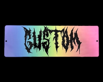 Custom Metal 12” Wall Sign Decor Death Metal Font Rainbow Word Name Plate Custom Pastel Goth Gift