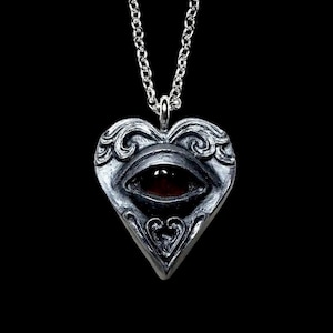 Tiny 1 inch RESIN Heart Eye Necklace Color Changing Eye Option Mood Necklace Goth Jewelry Unique Gift