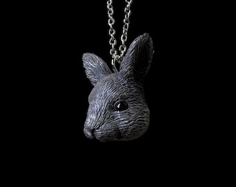 Rabbit Necklace Resin Bunny Pendant Animal Lover Gift Cute Unique Jewelry