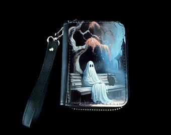 Cartera pequeña de fantasma y gato negro